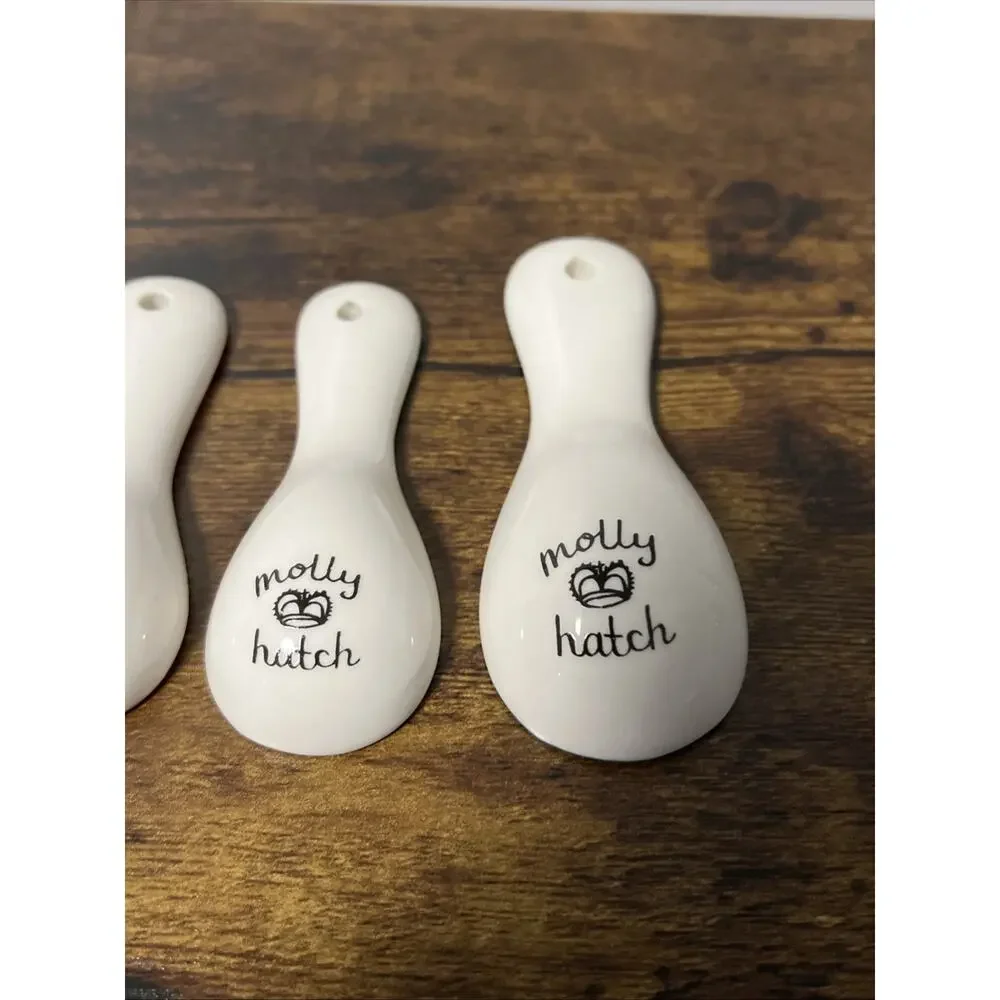 Anthropologie Molly Hatch Measuring Spoons Flowers Ceramic Set 5 Red Blue Yellow